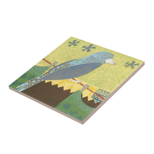 Carreau Oiseau coloré sur fil (Côté)