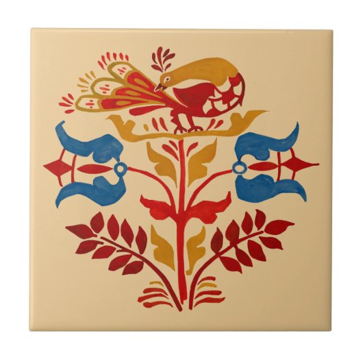 Carreau Oiseau d'art populaire vintage de Pennsylvanie sur (Devant)