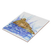 Carreau Oiseau de colombe en deuil dans un nid d'aquarelle (Côté)