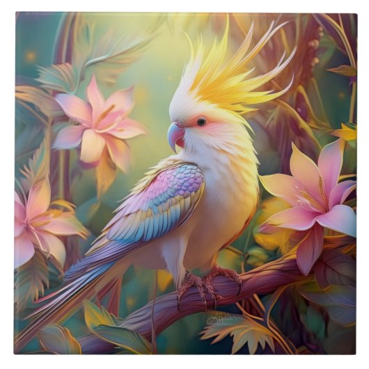 Carreau Oiseau de fantaisie Perruche à aile iridescente (Devant)