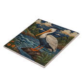 Carreau Oiseau de mer blanc vintage mouette pélican (Côté)