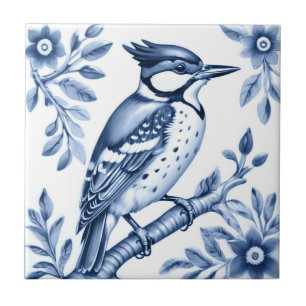 Carreau Oiseau de Pic-de-Foule Bleu et Blanc