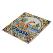 Carreau Oiseau d'Oie Méditerranée Jaune & Bleu Folk Nature (Côté)