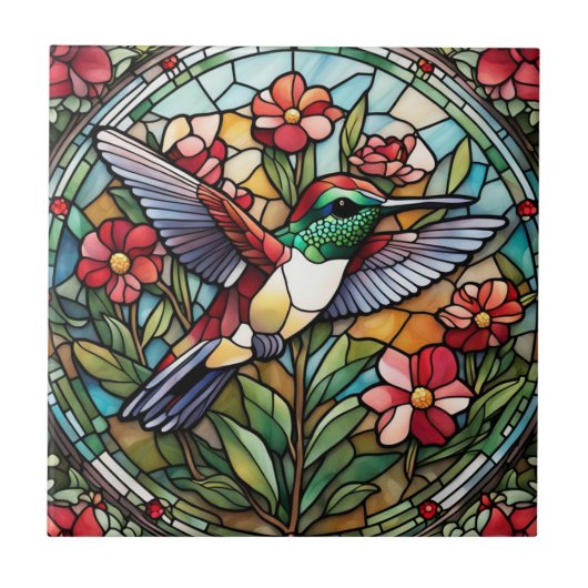 Carreau Oiseau en verre de colibri (Devant)