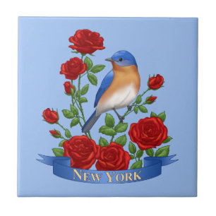 Carreau Oiseau et fleur de l'État de New York - Bluebird &