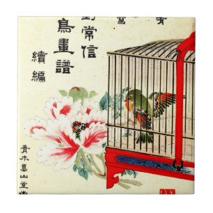 Carreau Oiseau et fleur mis en cage 1870