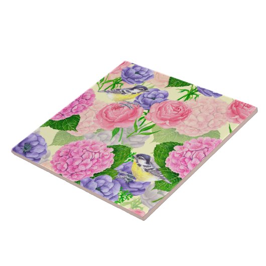 Carreau Oiseau et fleurs (Côté)