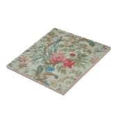 Carreau Oiseau et fleurs antiques français de Toile (Côté)