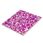 Carreau Oiseau et grenade Art Nouveau, Fuchsia & Violet (Côté)