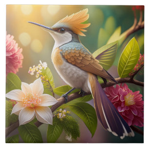 Carreau Oiseau Fantastique à Crête Dorée