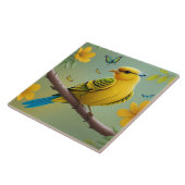 Carreau Oiseau jaune sur une branche (Côté)