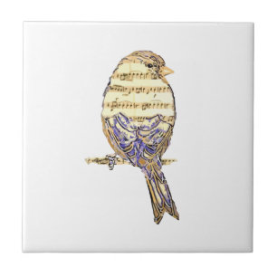 Carreau Oiseau mignon avec des notes de musique Personnali