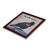 Carreau Oiseau-noir à aile musicale dans un marais (Côté)