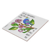 Carreau Oiseau peint, vers w de 1 Pierre 5:7 (Côté)