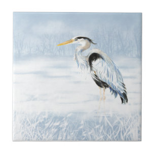 Carreau Oiseau sauvage du Grand Héron bleu