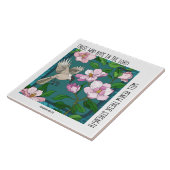 Carreau Oiseau sur Fleurs, avec vers d'Ésaïe 40:31 (Côté)