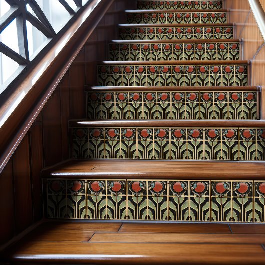 Carreau Oiseau sur Fleurs Décor Art Déco Nouveau