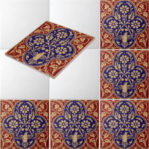 Carreau Oiseau vintage En Vin Floral Frieze Motif