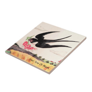 Carreau Oiseau Volant Avec Fleurs