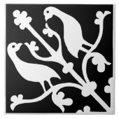 Carreau Oiseaux à l'orientation diamant Noir et Blanc (Devant)