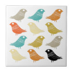 Carreau Oiseaux Abstraits colorés Mi-siècle moderne<br><div class="desc">Ce fabuleux carrelage moderne du milieu du siècle présente des rangées d'oiseaux lumineux,  aux couleurs turquoise,  orange,  crème,  verte,  bronzée et noire. Cela ajoutera à merveille votre décor de cuisine !</div>