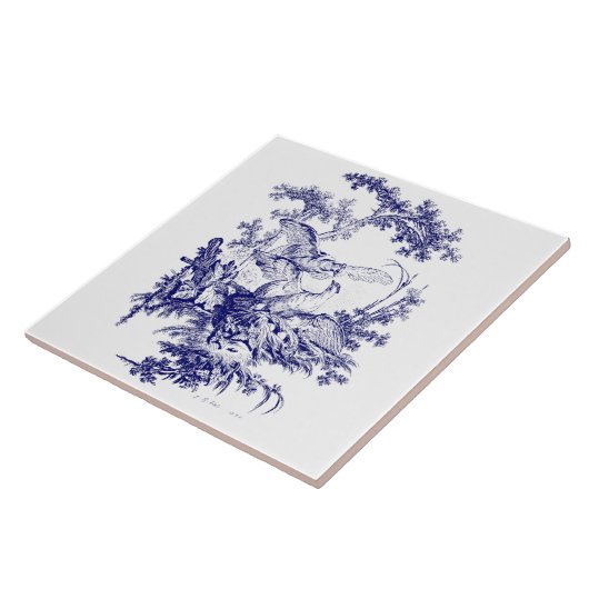 Carreau Oiseaux bleus et blancs (Côté)