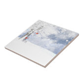 Carreau Oiseaux cardinaux rouges Arbres enneigés de Noël (Côté)