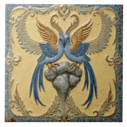 Carreau Oiseaux-chanteurs à ailes dorées (Devant)