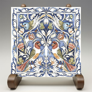 Carreau Oiseaux colorés et fleurs - Arts et artisanat
