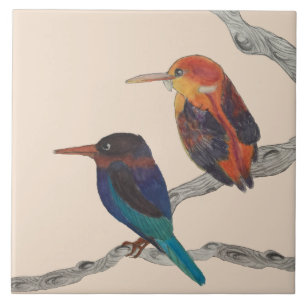 Carreau Oiseaux colorés sur un carrelage en céramique