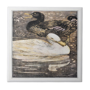 Carreau Oiseaux Deux Canards Art Victorien