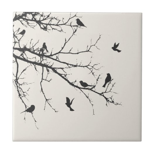Carreau Oiseaux en noir et blanc (Devant)