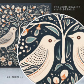 Carreau Oiseaux et arbre de vie Bleu Orange Art Nouveau