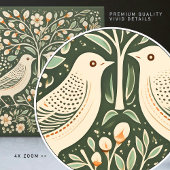 Carreau Oiseaux et arbre de vie Vert Art Nouveau