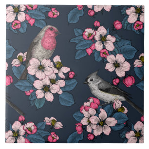 Carreau Oiseaux et fleurs