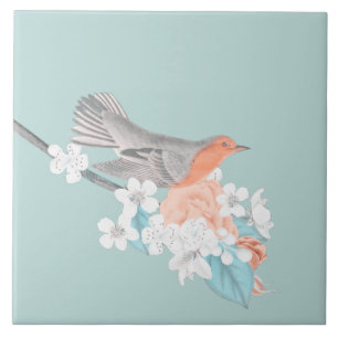 Carreau Oiseaux et fleurs