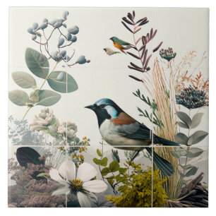 Carreau Oiseaux et fleurs