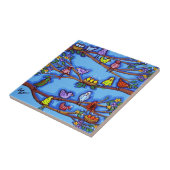 Carreau Oiseaux et fleurs Carrelage d'art populaire fantas (Côté)