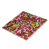 Carreau Oiseaux et hanches roses de chien (Côté)