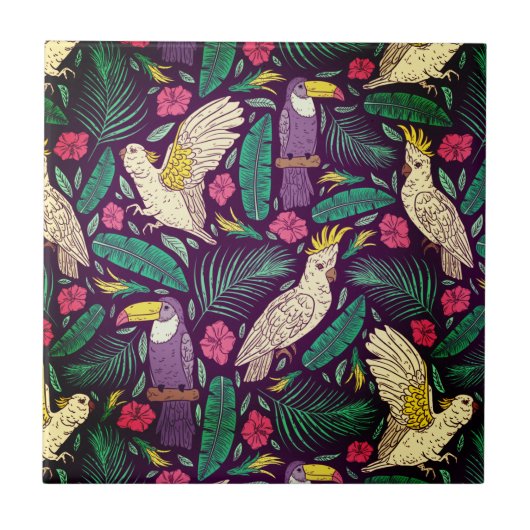 Carreau Oiseaux exotiques du paradis motif (Devant)