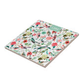Carreau Oiseaux exotiques Jungle Floral avec Monogramme (Côté)