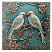 Carreau Oiseaux Fleurs Art Nouveau Inspiré Nature Imprimer (Devant)