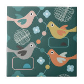 Carreau Oiseaux Fleurs Rétro Moderne Motif du milieu du si (Devant)