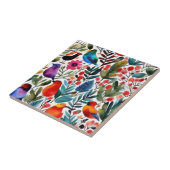 Carreau Oiseaux floraux colorés (Côté)