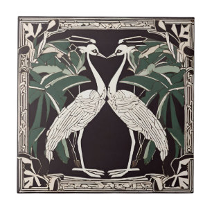 Carreau Oiseaux Grues Famille Art Déco Nouveau Décor