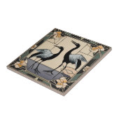 Carreau Oiseaux Grues Fleurs Art Déco Nouveau Décor (Côté)