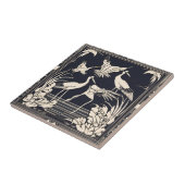 Carreau Oiseaux Grues Noir et Blanc Art Déco Nouveau (Côté)