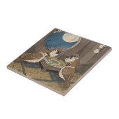 Carreau Oiseaux jouant au Mahjong  (Côté)