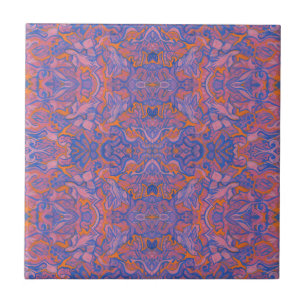 Carreau Oiseaux Motif arabesque Bohémien rose bleu orange