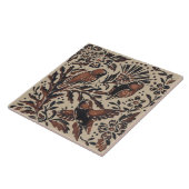 Carreau Oiseaux rustiques Tan Brown & Fleurs de chardon Na (Côté)